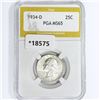 Image 1 : 1934-D Washington Silver Quarter PGA MS65