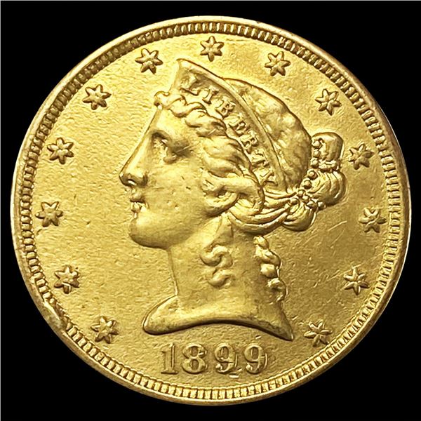 1899-S $5 Gold Half Eagle CLOSELY UNCIRCULATED