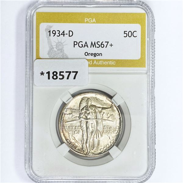 1934-D Oregon Trail Half Dollar PGA MS67+