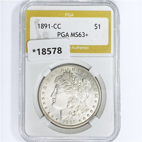 1891-CC Morgan Silver Dollar PGA MS63+