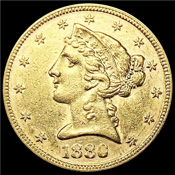 1880 $5 Gold Half Eagle UNCIRCULATED