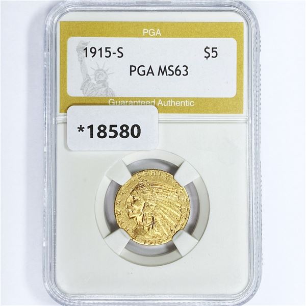 1915-S $5 Gold Half Eagle PGA MS63