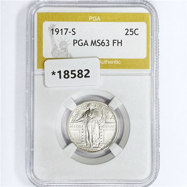 1917-S Standing Liberty Quarter PGA MS63 FH, Ty 1