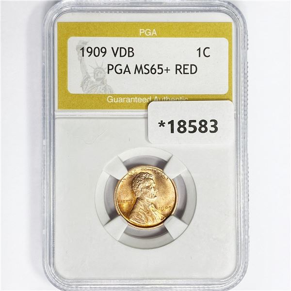 1909 VDB Wheat Cent PGA MS65+ RED