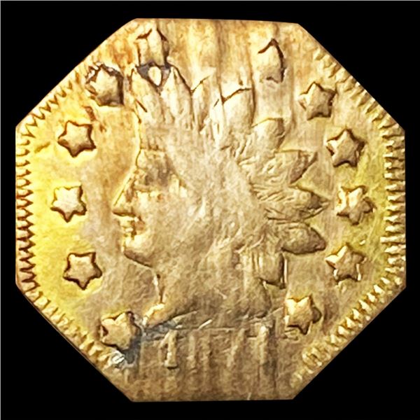 1871 Octagonal California Gold Dollar NICELY CIRCU