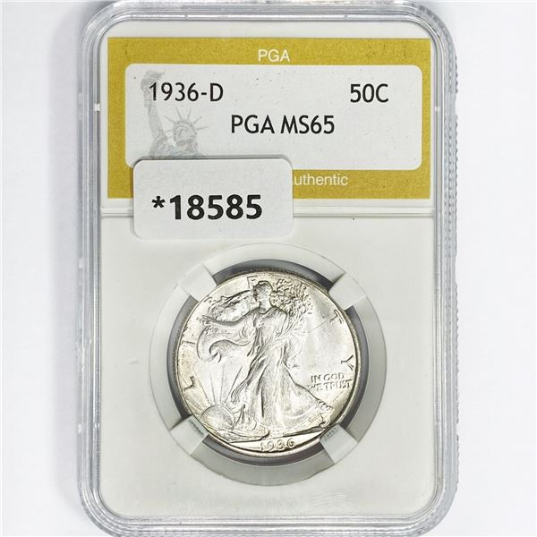 1936-D Walking Liberty Half Dollar PGA MS65