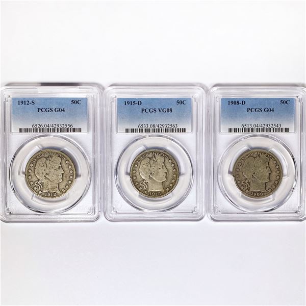 1908-1915 Set (3) Barber Half Dollar PCGS