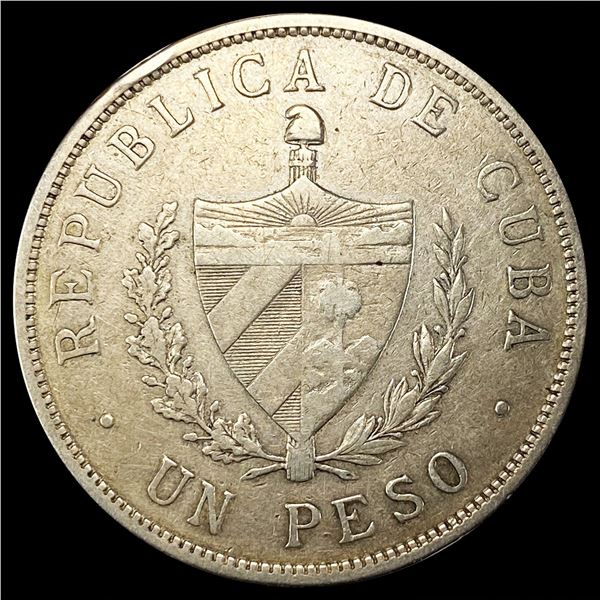 1933 Cuba Silver 1 Peso CLOSELY UNCIRCULATED