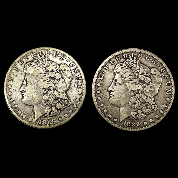 (2) Morgan Silver Dollars (1883-S, 1889-O) LIGHTL