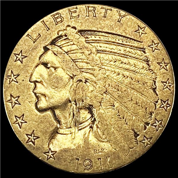 1911 $5 Gold Half Eagle LIGHTLY CIRCULATED