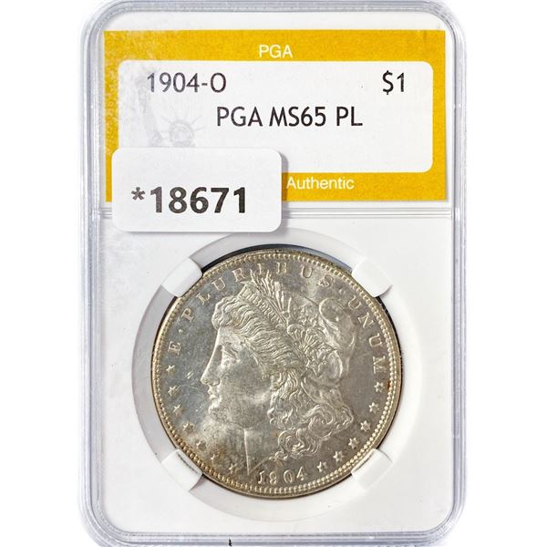 1904-O Morgan Silver Dollar PGA MS65 PL