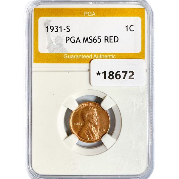 1931-S Wheat Cent PGA MS65 RED