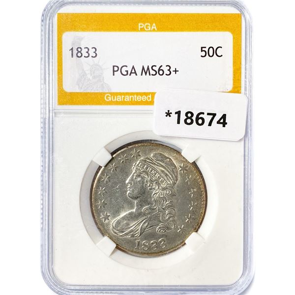 1833 Capped Bust Half Dollar PGA MS63+