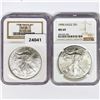Image 1 : 1998 Set (2) American Silver Eagles NGC MS69