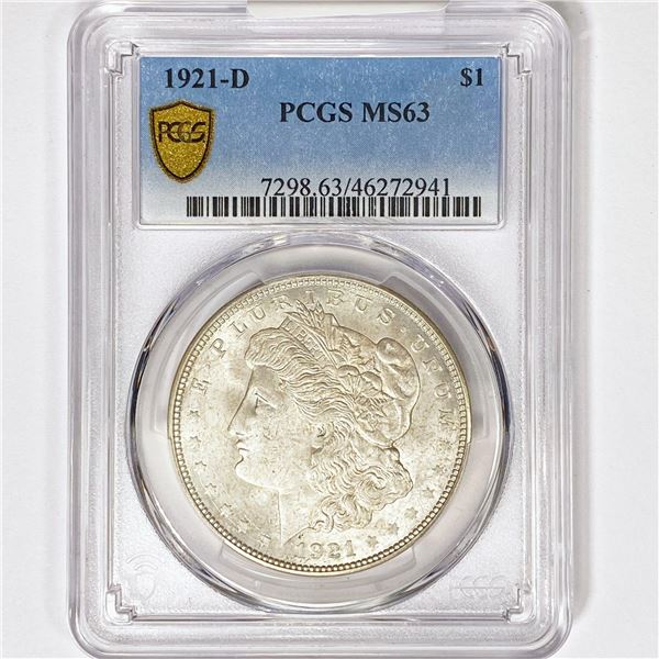 1921-D Morgan Silver Dollar PCGS MS63