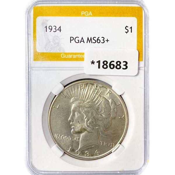 1934 Silver Peace Dollar PGA MS63+