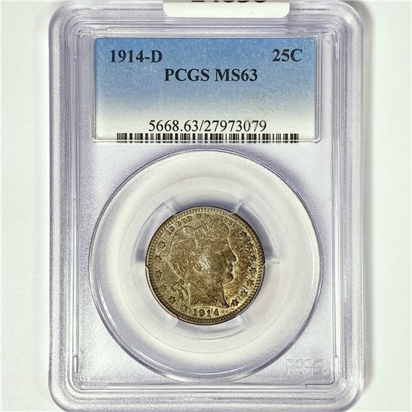 1914-D Barber Quarter PCGS MS63