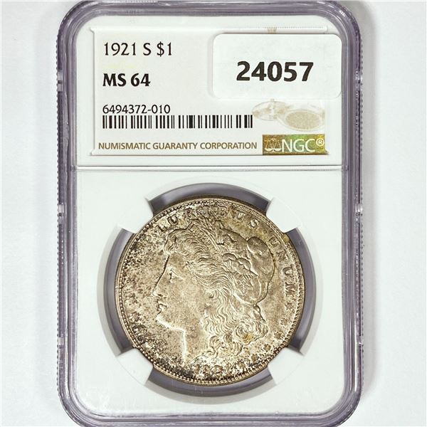 1921-S Morgan Silver Dollar NGC MS64