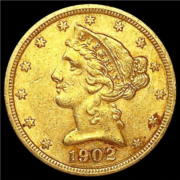 1902-S $5 Gold Half Eagle CLOSELY UNCIRCULATED