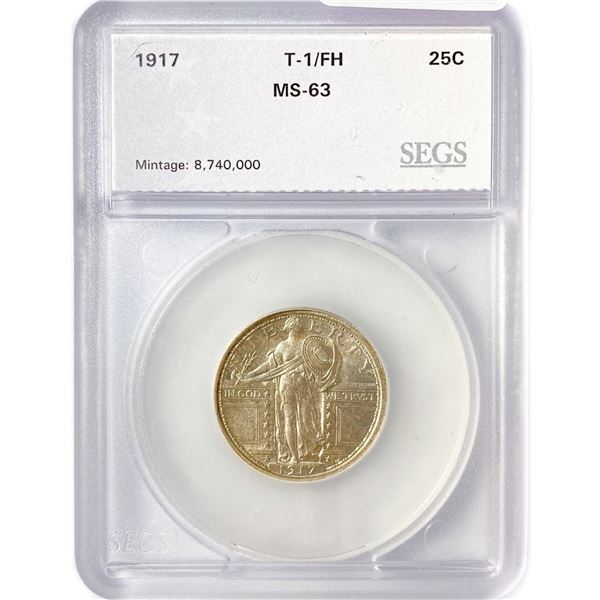 1917 Standing Liberty Quarter SEGS MS63 T1 / FH