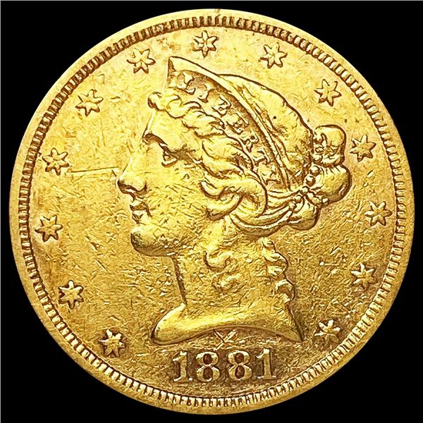 1881-S $5 Gold Half Eagle NEARLY UNCIRCULATED