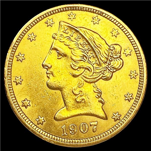 1907 $5 Gold Half Eagle CLOSELY UNCIRCULATED