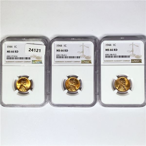 1944 Set (3) Wheat Cent NGC MS66 RD