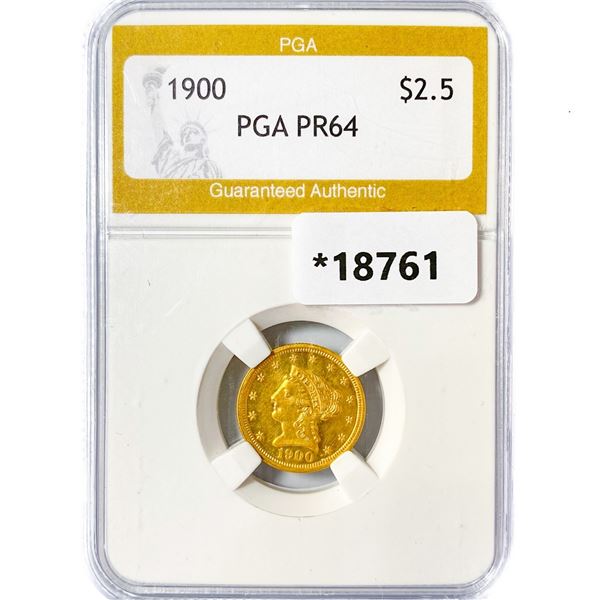 1900 $2.50 Gold Quarter Eagle PGA PR64