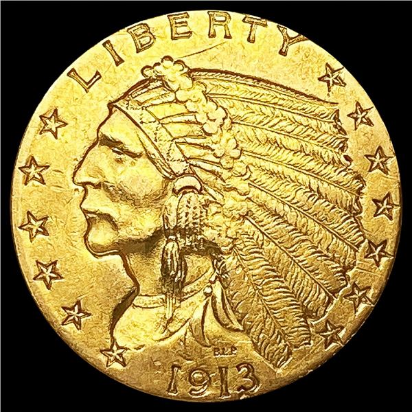 1913 $2.50 Gold Quarter Eagle CLOSELY UNCIRCULATED