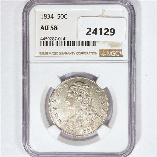 1834 Capped Bust Half Dollar NGC AU58