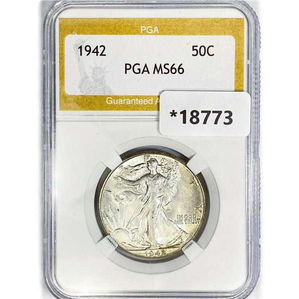 1942 Walking Liberty Half Dollar PGA MS66