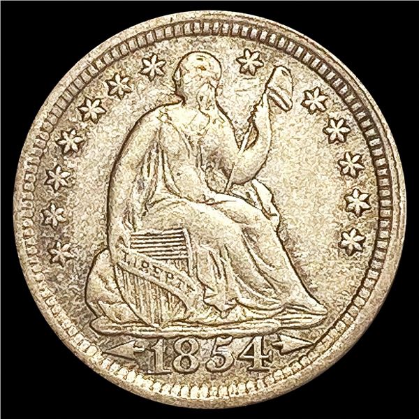 1854 Arws Seated Liberty Half Dime CLOSELY UNCIRCU