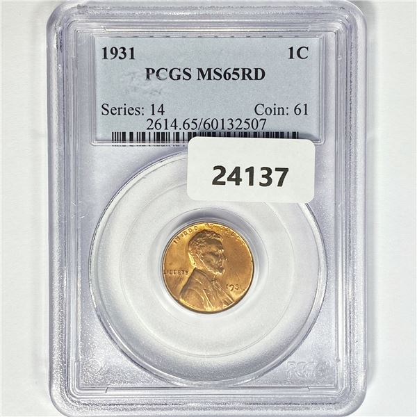 1931 Wheat Cent PCGS MS65 RD