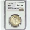 Image 1 : 1942 Walking Liberty Half Dollar NGC MS64