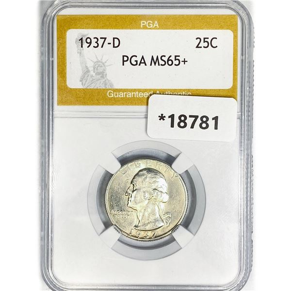 1937-D Washington Silver Quarter PGA MS65+