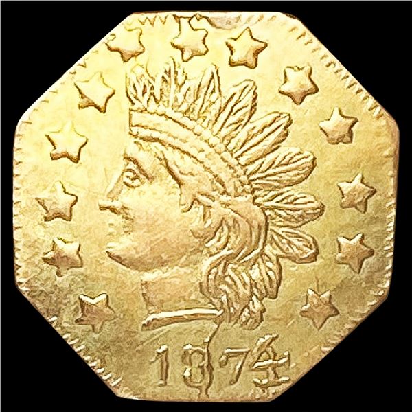 1874/3 Octagonal California Gold Half Dollar NEARL