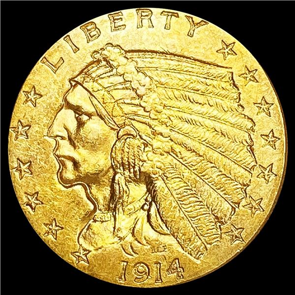 1914 $2.50 Gold Quarter Eagle CLOSELY UNCIRCULATED