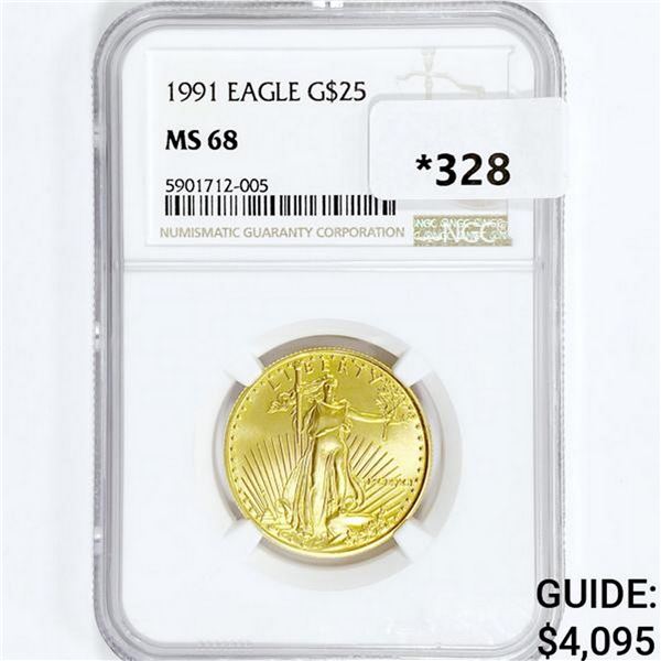 1991 $25 1/2oz American Gold Eagle NGC MS68