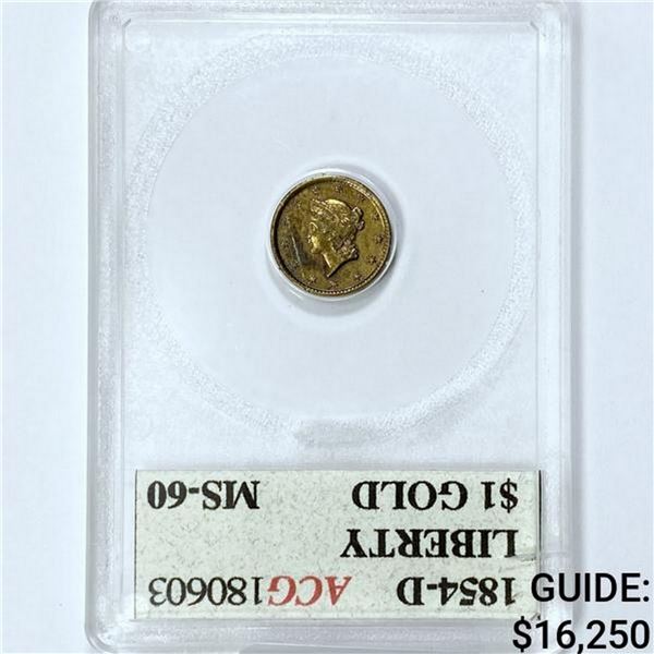1854-D Rare Gold Dollar ACG MS60