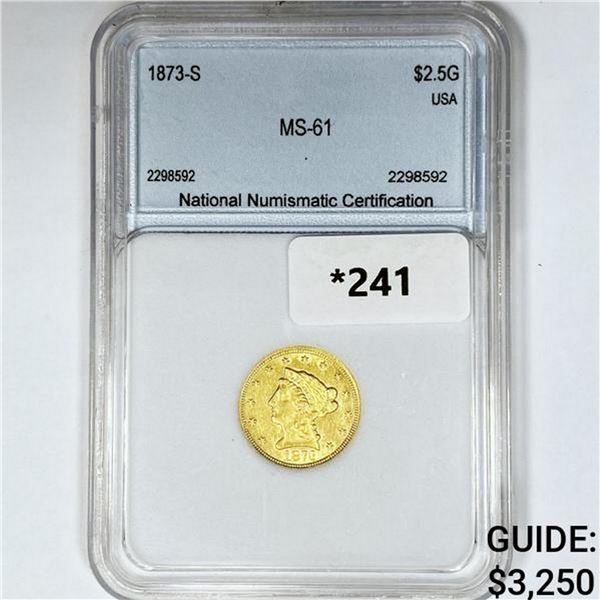 1873-S $2.50 Gold Quarter Eagle NNC MS61
