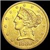 Image 1 : 1880 $5 Gold Half Eagle CLOSELY UNCIRCULATED