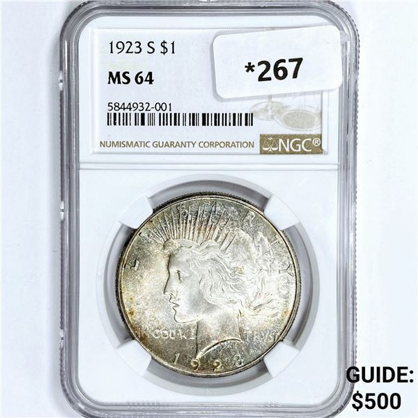 1923-S Silver Peace Dollar NGC MS64