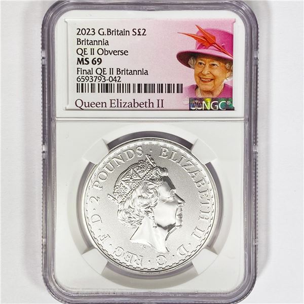 2023 1oz G.B. S2Â£ NGC MS69 Q. Elizabeth II