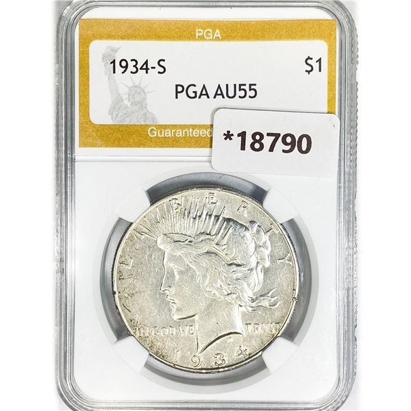 1934-S Silver Peace Dollar PGA AU55