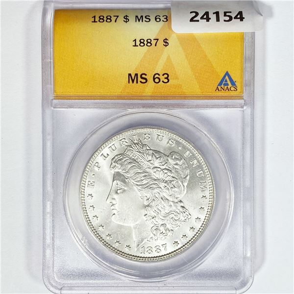 1887 Morgan Silver Dollar ANACS MS63