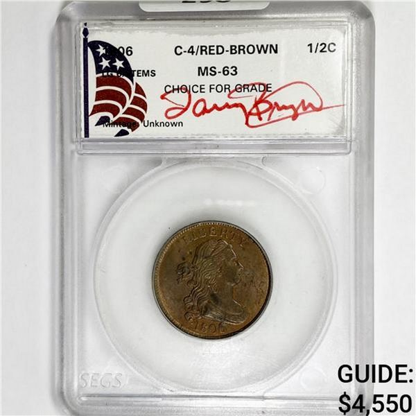 1806 Draped Bust Half Cent SEGS MS63