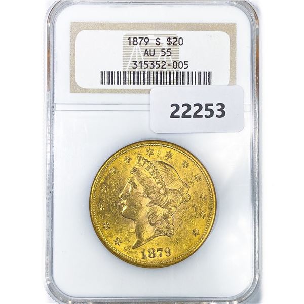 1879-S $20 Gold Double Eagle NGC AU55