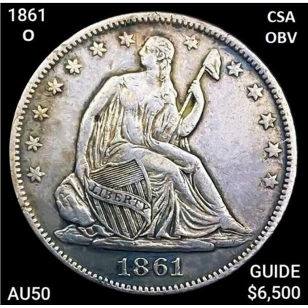 1861-O CSA OBV Seated Liberty Half HIGH GRADE