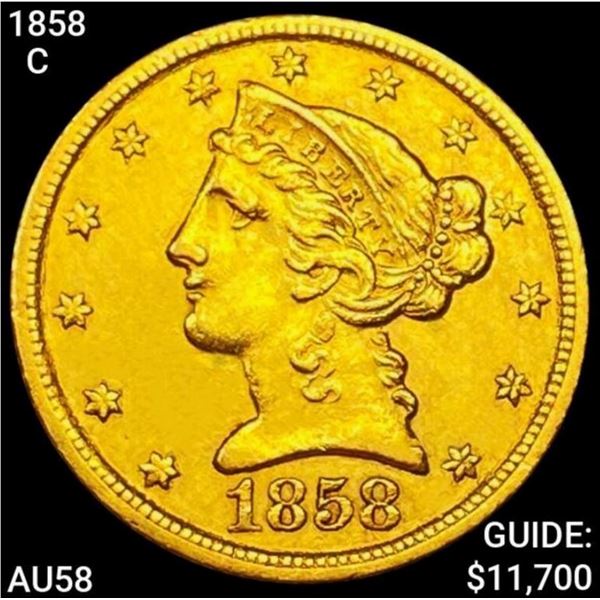 1858-C $5 Gold Half Eagle CHOICE AU