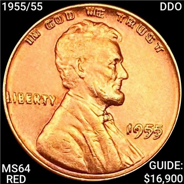 1955/55 DDO Lincoln Wheat Cent CHOICE BU RED